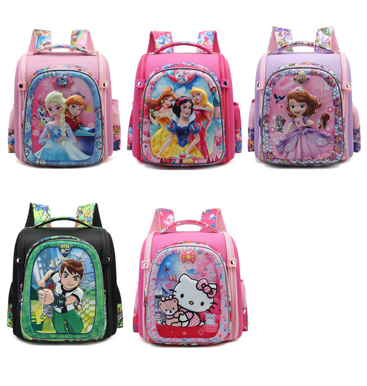 diversas mochilas escolares de dibujos animados para niños